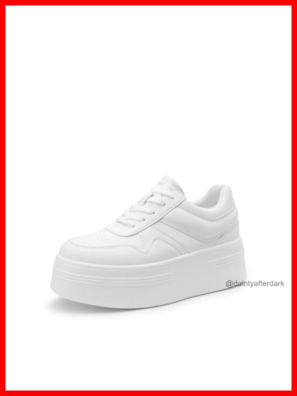 Women's Platform Casual Sneakers Chunky Heel Faux Leather Lace-Up